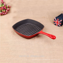 Enameled Cast Iron Square Grill Pan Griddle With One Long Handle